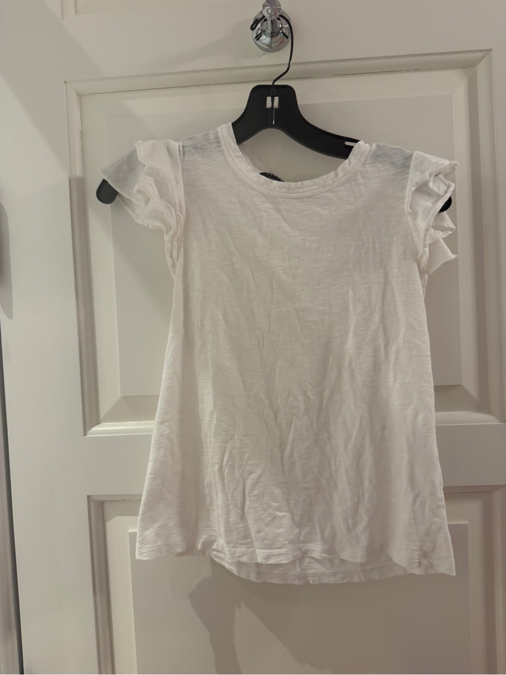Veronica Beard White Ruffle Sleeve Tee